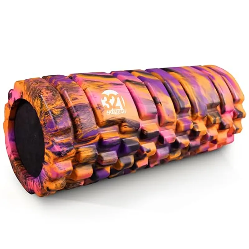 321 Strong Foam Roller - Medium Density Deep Tissue Massager - Muscle Massage + Myofascial Trigger Point Release - Includes 4K eBook - Sunrise