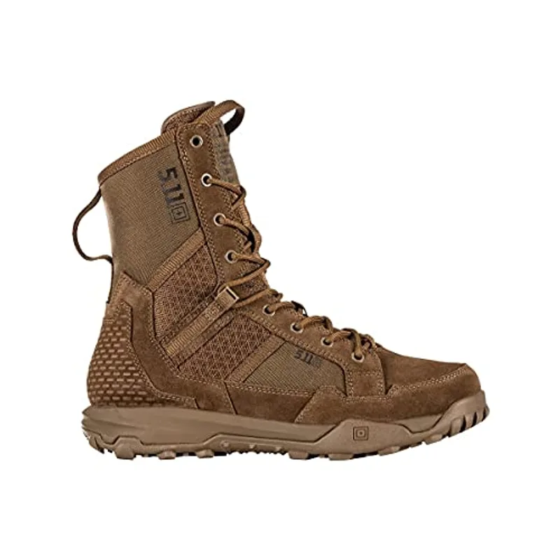 5.11 Tactical Men’s A/T All-Terrain 8-inch Military Style Boots for Snow, Hiking, Work – Non-Zip, Water-Resistant, Dark Coyote, 10.5 Regular, Style 12422