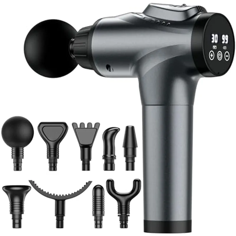 APHERMA Massage Gun, Muscle Massage Gun for Athletes Handheld Electric Deep Tissue Back Massager, Percussion Massage Device for Pain Relief with 30 Speed Levels 9 Heads