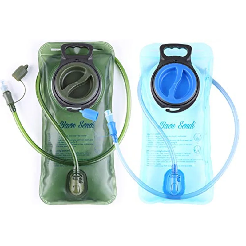 Baen Sendi 2 Pack Hydration Bladder 2 Liter/70 oz - Water Bladder Pack of 2(1 Piece Blue+1 Piece ArmyGreen) - BPA Free Hydration Pack Replacement