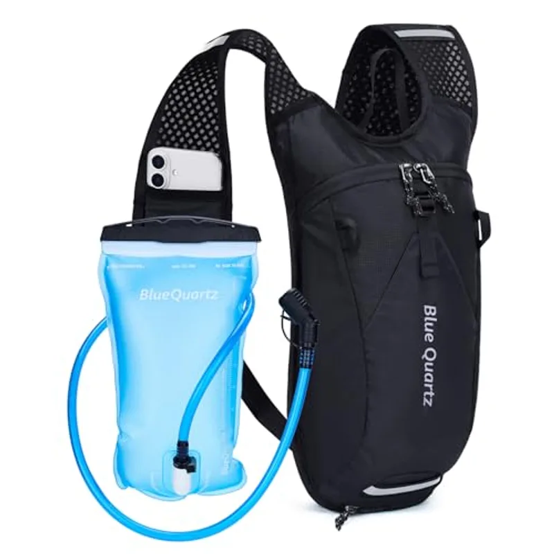 Blue Quartz Hydration Backpack with 2L Water Bladder, Hiking Water Pack with Insulated Compartment for Women Men, Lightweight Running Hydration Vest with Phone Pocket for Cycling, Biking