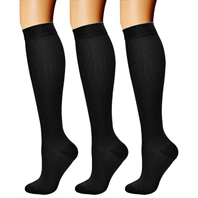 CHARMKING Compression Socks for Women & Men Circulation (3 Pairs) 15-20 mmHg is Best Athletic for Running, Flight Travel, Support, Cycling, Pregnant - Boost Performance, Durability (S/M,Black)