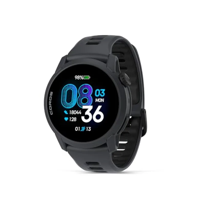 COROS PACE 4 Ultralight Sport GPS Watch, 1.2" AMOLED Touchscreen,19 days of daily use, Voice Features, Advanced Training Tools, GPS, Heart Rate Monitor, Navigation, Run, Bike, and Ski - Black Silicone