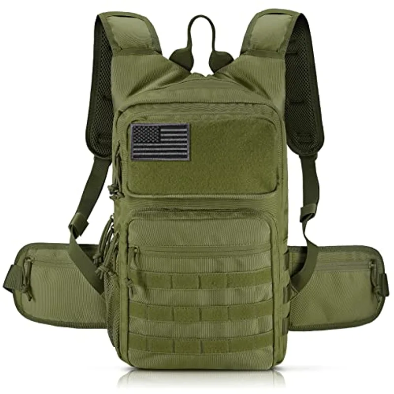 Tactical Hydration Pack Backpack, Military Molle Water Backpack for Hiking Running Cycling Climbing Hunting Fishing(No Water Bladder Included) (Army Green)