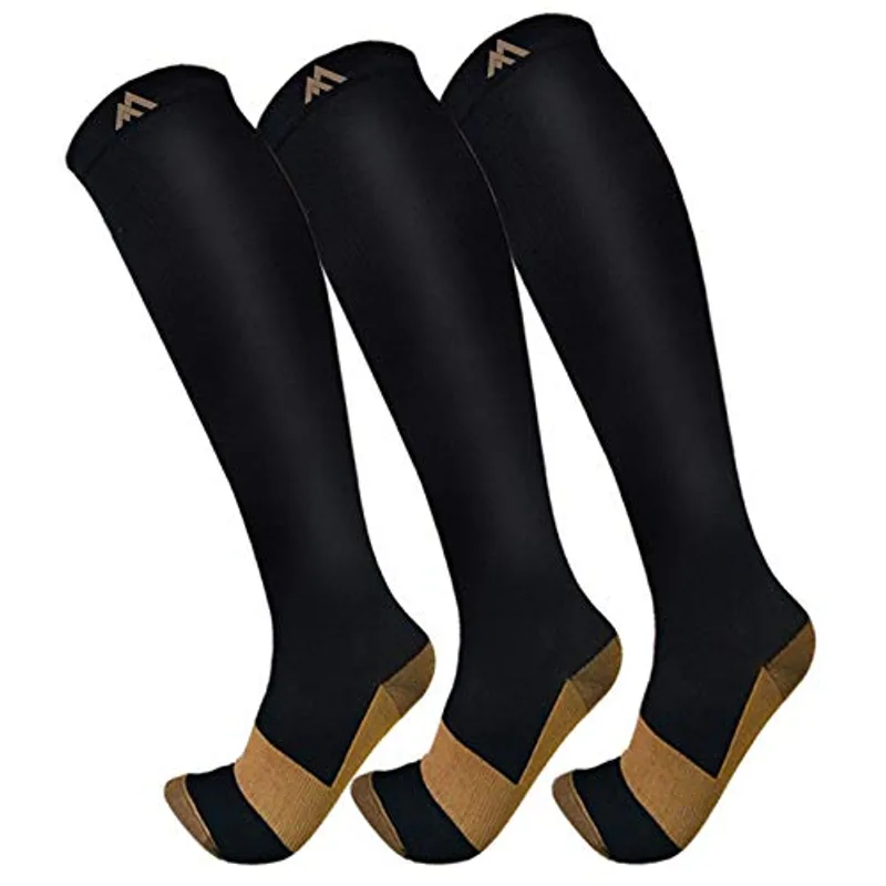 3 Pack Compression Socks For Women Men Knee High Socks 15-20mmHg soccer socks fun copper ankle thick stockings women 10-13 gifts christmas accessories
