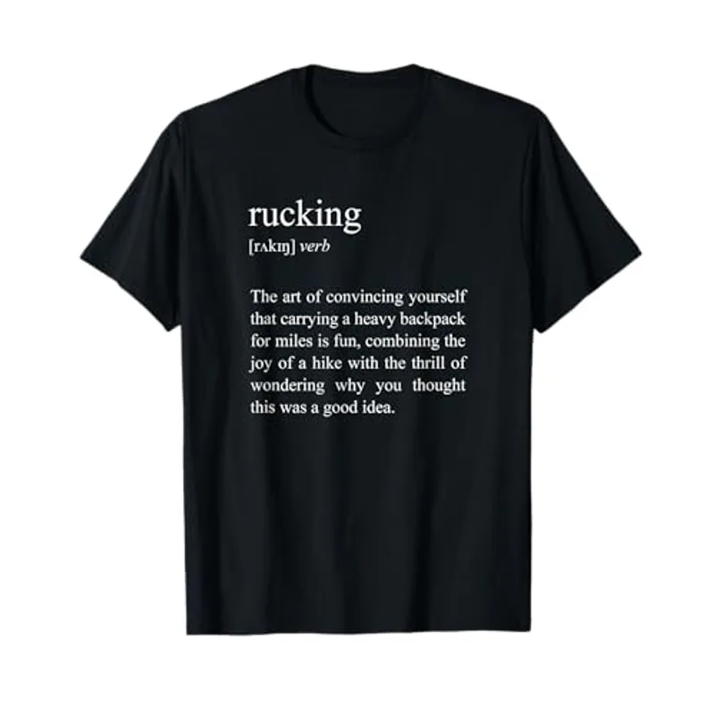 Weighted Hiking, Funny Rucking Definition T-Shirt, Small, Black