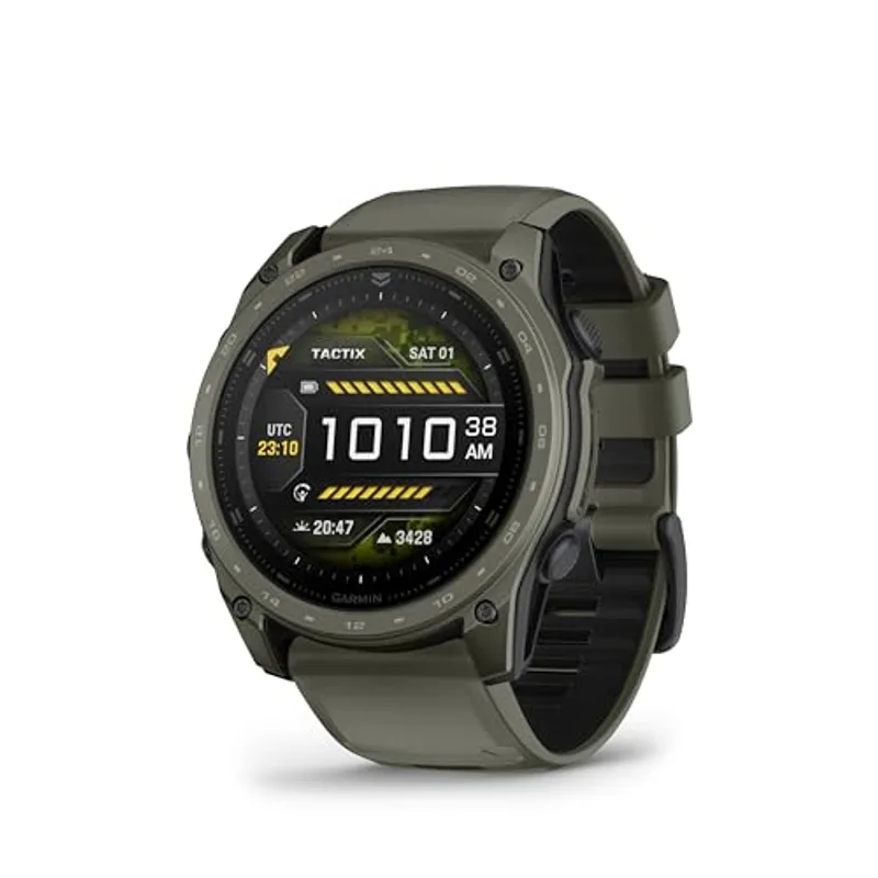 Garmin tactix® 8 – 51mm Cerakote, Premium Tactical GPS Smartwatch, AMOLED Display, Applied Ballistics® Solver, Olive Drab Premium Cerakote Coating