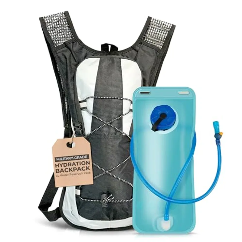 Military-Grade Hydration Backpack, 3L Water Reservoir Pack with Insulated Flow Tube, Tactical Outdoor Gear for Hiking Camping Cycling, Adjustable Padded Straps, Weather-Resistant Pack