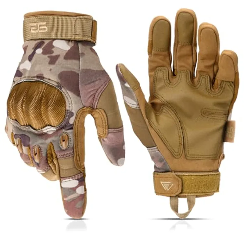 Glove Station Gloves for Men – Touchscreen Utility Gear with Hard Knuckle Protection Used in Motorcycle, Airsoft, Combat, & Outdoor Work Multicam Medium
