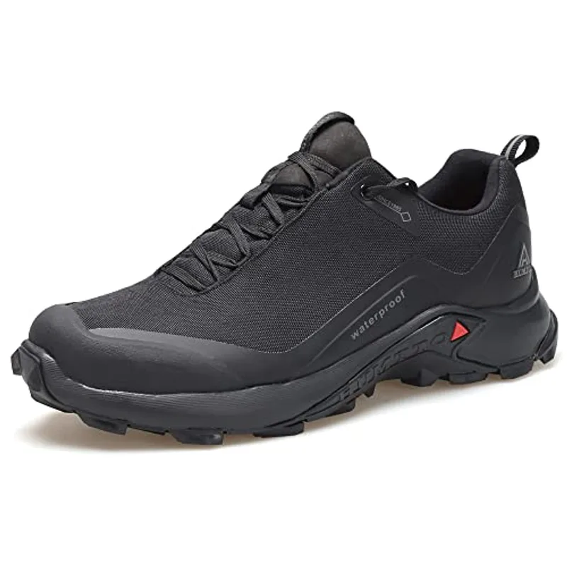 HUMTTO Men's All-Terrain Waterproof Hiking Shoes Lightweight Breathable Trekking Trails Shoes Anti Slip Outdoor Shoes 10.5 Black