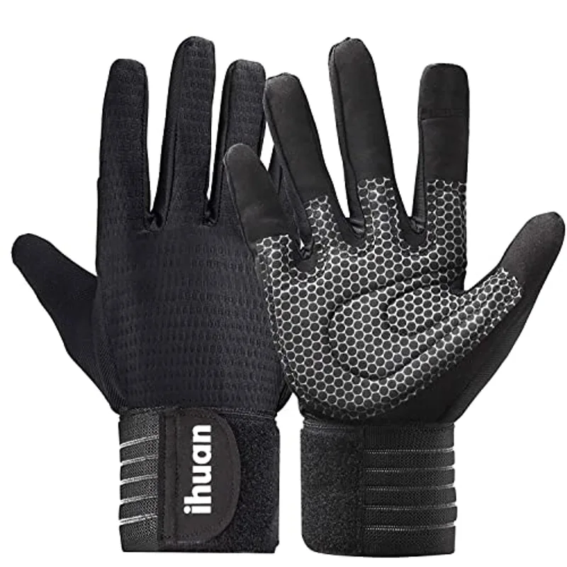ihuan Workout Gloves for Men Full-Finger: Weight Lifting for Men, Gym Full Hand Gloves for Weightlifting, Deadlift