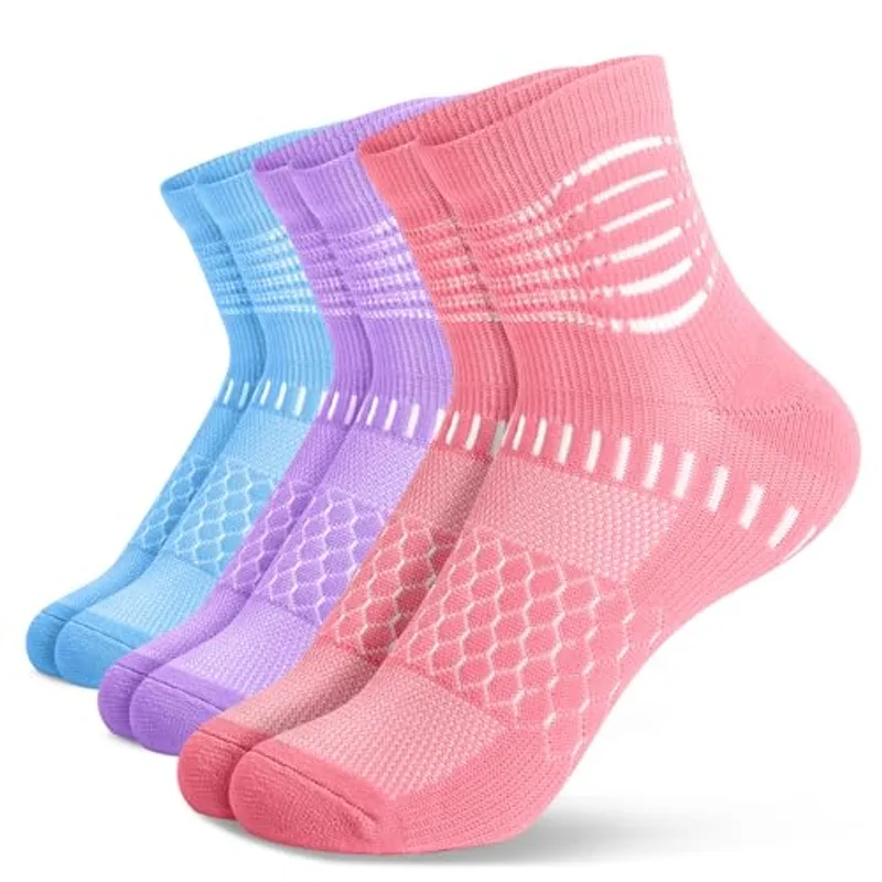 IRAMY Compression Socks for Women Men Coolmax Moisture Wicking Ankle Support Socks Plantar Fasciitis Relief 3 Pairs