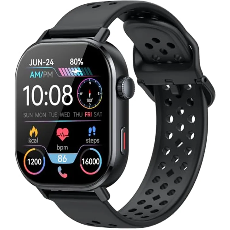 Smart Watch for Men GPS, 2.06"HD AMOLED Military Multisport Fitness Tracker with Bluetooth Call/Compass/Barometer/Altitude 5ATM Water-Resistance Heart Rate/Sleep Monitor, Outdoor for Android iOS