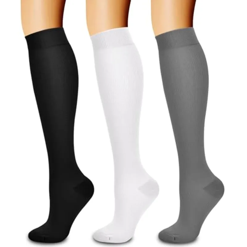 Laite Hebe compression socks,Black+White+Grey,S/M (3 pairs)