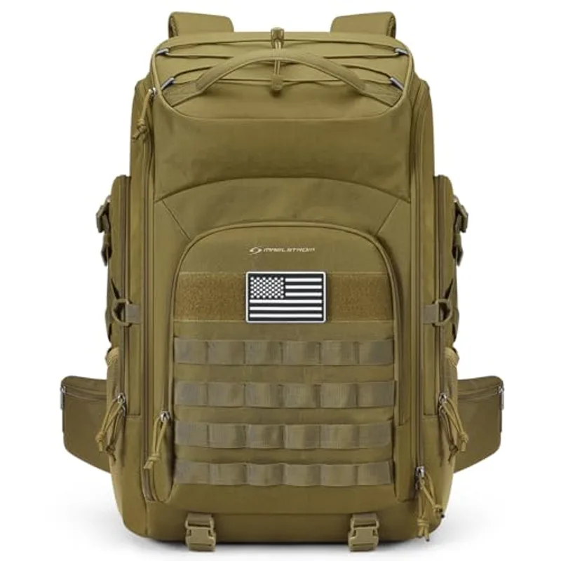 Maelstrom Tactical Backpack for Men, Water Resistant 40L Military Backpack, for Hiking, Camping, Gym with Molle System (Khaki)