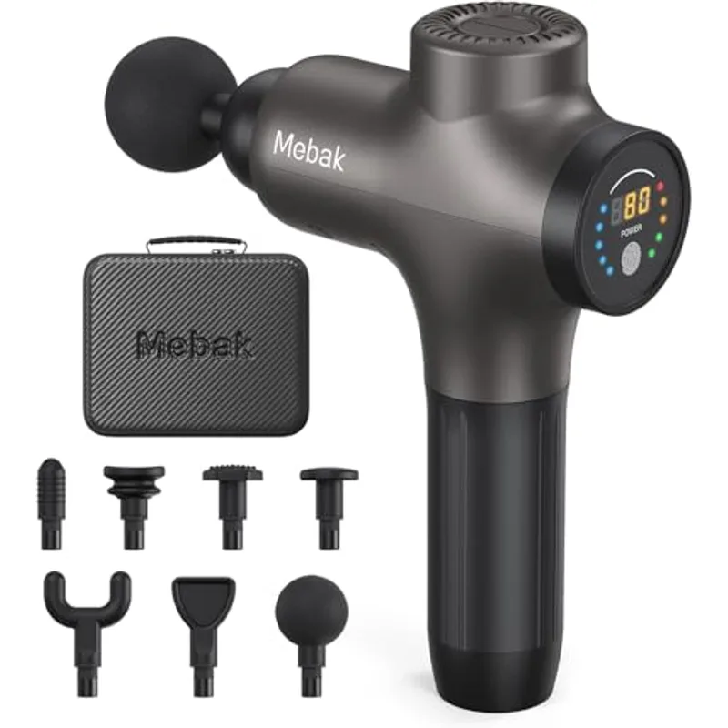 Mebak 3 Massage Gun, Massage Gun Deep Tissue for Athletes, Professional Muscle Percussion Massager, Massager for Shoulder Leg Back Body Pain Relief, Quiet Portable Sport Tool, Gifts for Him