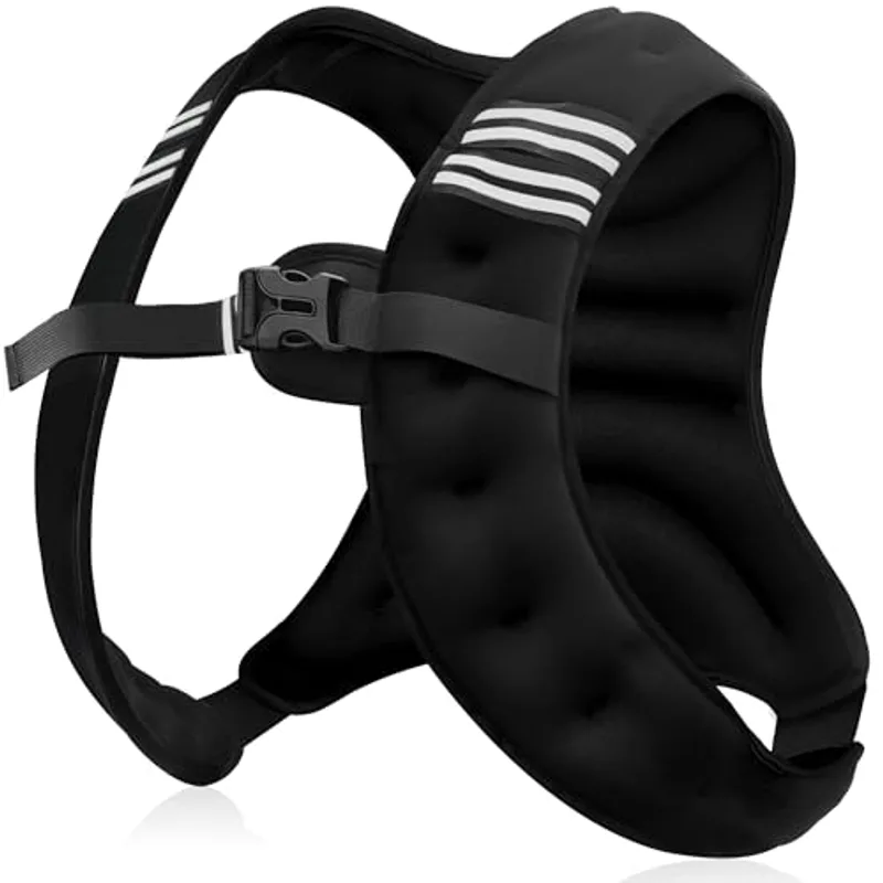 NATURELUX Weighted Vest with Reflective Stripe and Adjustable Buckle Straps, Black, 10 lbs