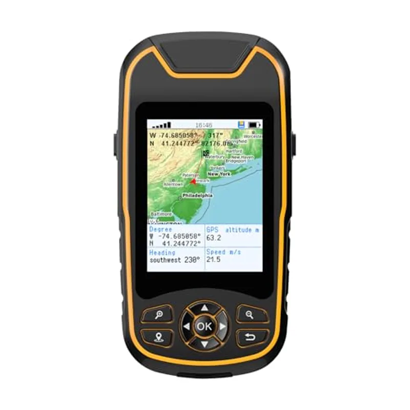 Handheld GPS for Hiking, Rugged and Waterproof Handheld GPS Navigator, 3.2" Sunlight Readable Screen, Compact Satellite Handheld GPS with USA Topo Map, Multi-GNSS Support, Extra Battery Life