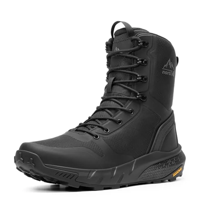 NORTIV 8 Men's Military Tactical Boot Lightweight Comfortable Boots for Work All Day Side Zipper Motorcycle Combat Hiking Boots Metrostrike(8-9 Inches),Size 11,Black-9 Inches
