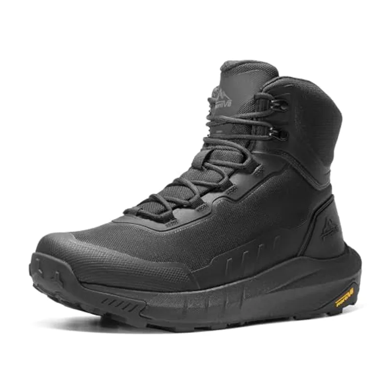 NORTIV 8 Men's Tactical Hiking Boot Lightweight Cushion Sole Boots for Work All Day Side Zipper Motorcycle Combat Military Boot Arch Support 8 Inches Terrascope,Size 10,Black,NMUMMT2503