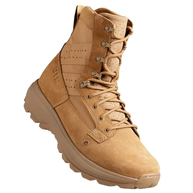OTB Boots M-Flex 8 Tactical Boots for Men and Women - Lightweight, Durable Military & Combat Boots with Slip-Resistant Sole and Waterproof Leather, Coyote (Coyote, US Footwear Size System, Adult, Men, Numeric, Medium, 10.5)