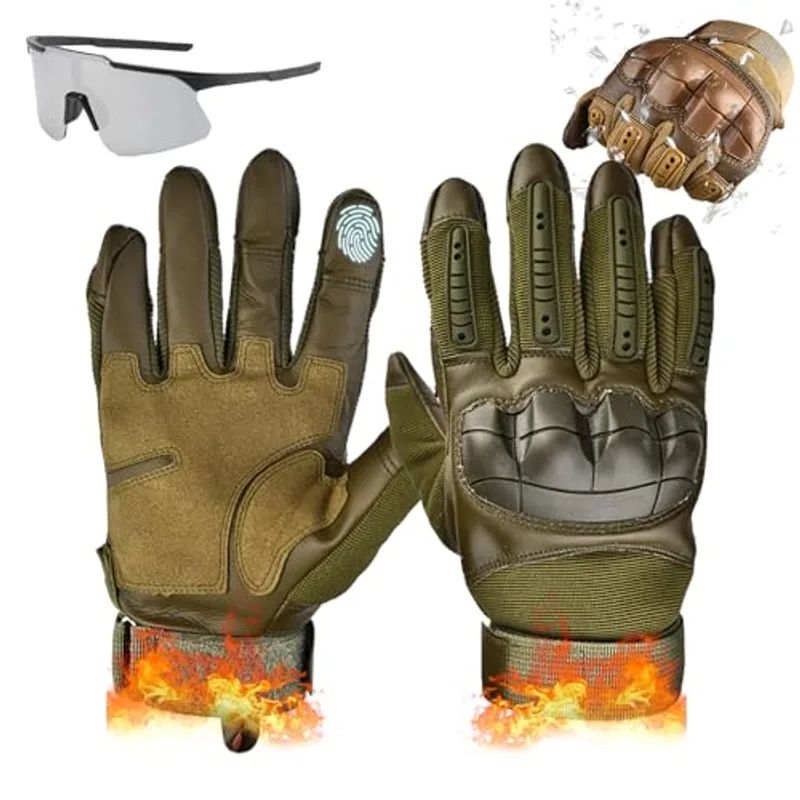 phiorine Ruck and Recon Tactical Gloves, Waterproof Tactical Gloves for Men, Full Protection, Super Grip for Motorcycle Outdoor Sports (Green, M)