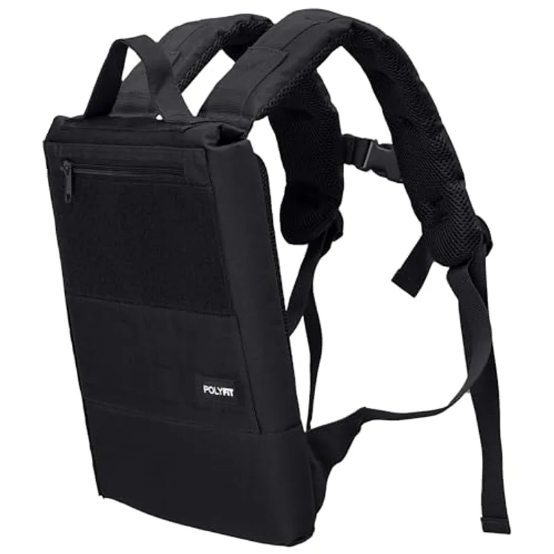 Polyfit Rucking Backpack 2.0 - Weighted Ruck Pack for Weight Plates - Patent Pending Side-Loading Rucksack for Walking, Running, Rucking, Strength and Endurance Training - Black