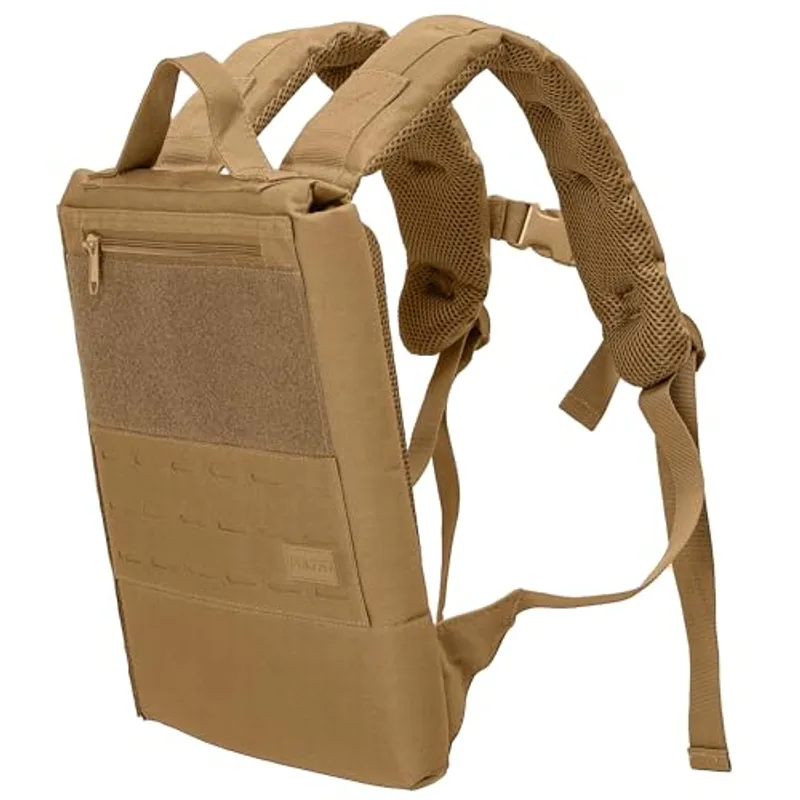 Polyfit Rucking Backpack 2.0 - Weighted Ruck Pack for Weight Plates - Patent Pending Side-Loading Rucksack for Walking, Running, Rucking, Strength and Endurance Training - Tan