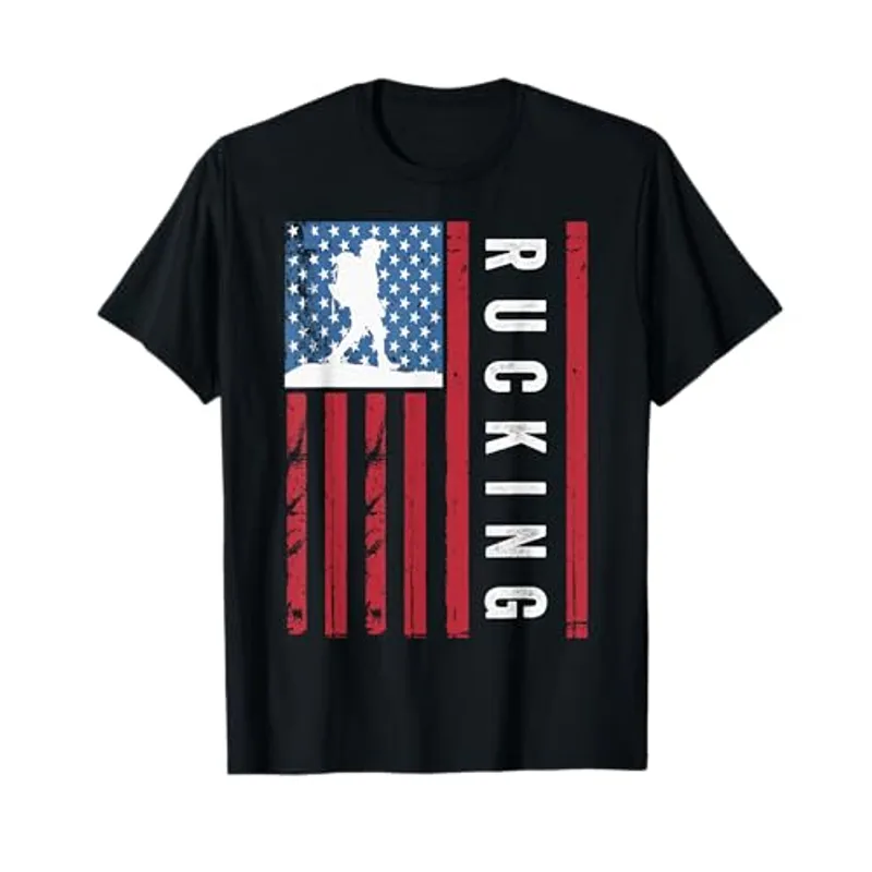 Rucking American Flag, Tactical Fitness, Vintage Rucking T-Shirt