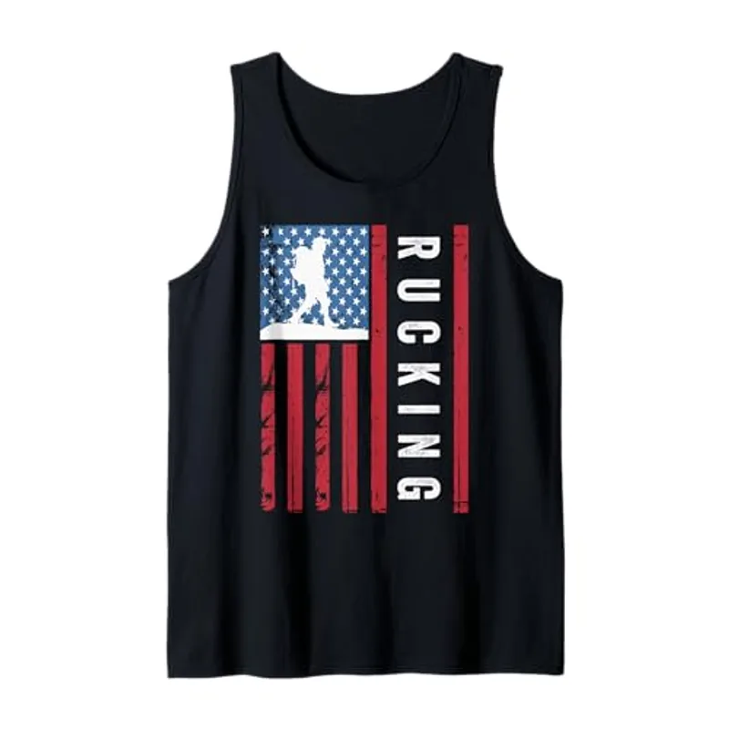 Rucking American Flag, Tactical Fitness, Vintage Rucking Tank Top