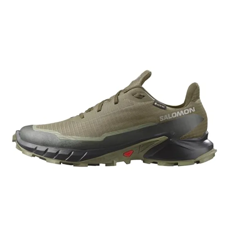 Salomon Men’s Alphacross 5 Gore-Tex, Waterproof Trail Running Shoes - Olive Night/Black/Deep Lichen Green - 10 Medium