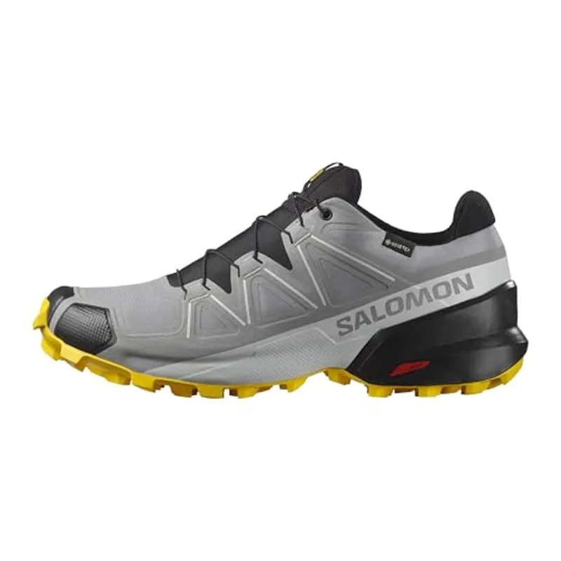 Salomon Men’s Speedcross GTX, Waterproof Trail Running Shoes - Sharkskin/Black/Lemon - 9.5 Medium