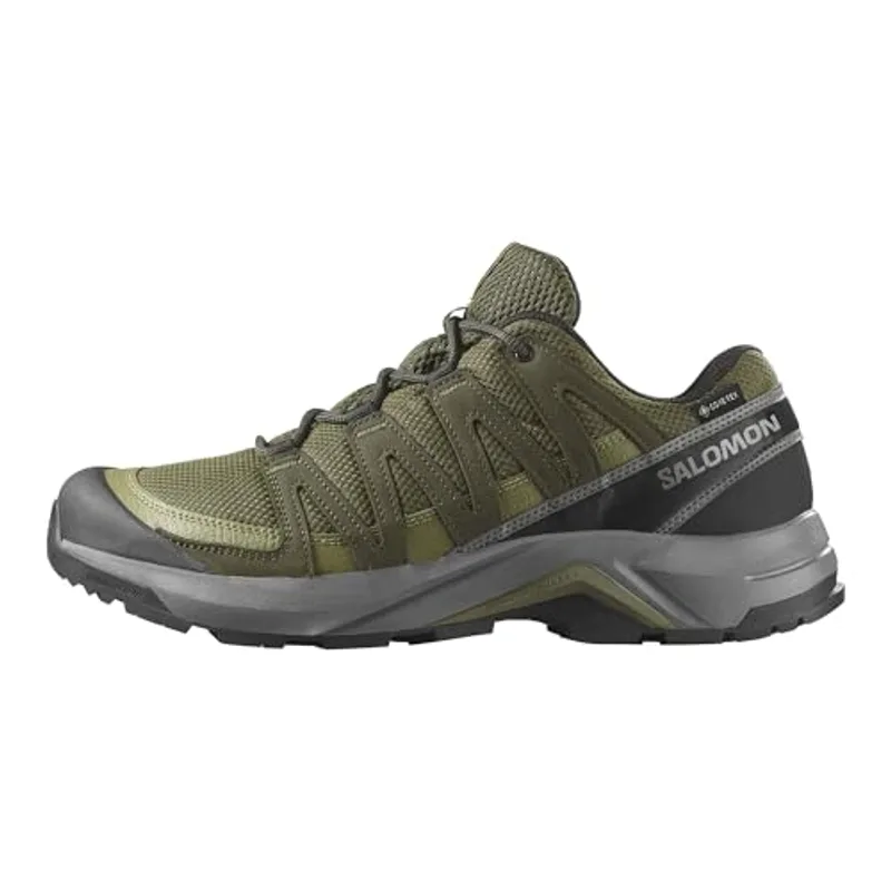 Salomon Men's X-Adventure Recon Gore-Tex Hiking Shoe, Waterproof Traction and Support for Fast Hikes & Mixed Terrain - Olive Night/Martini Olive/Pewter - 13 Medium