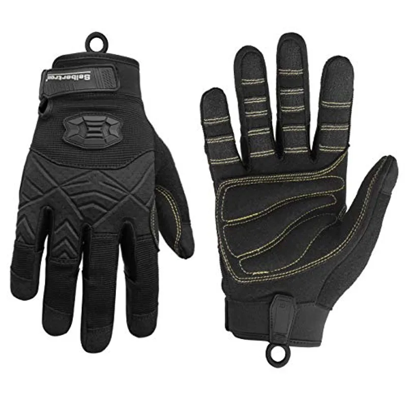 Seibertron Full Finger Padded Palm Lightweight Breathable Climbing Rope Gloves for Climbers, Rock Climbing, Rescue, Adventure, Sailing, Kayaking, Outdoor Sports Black L