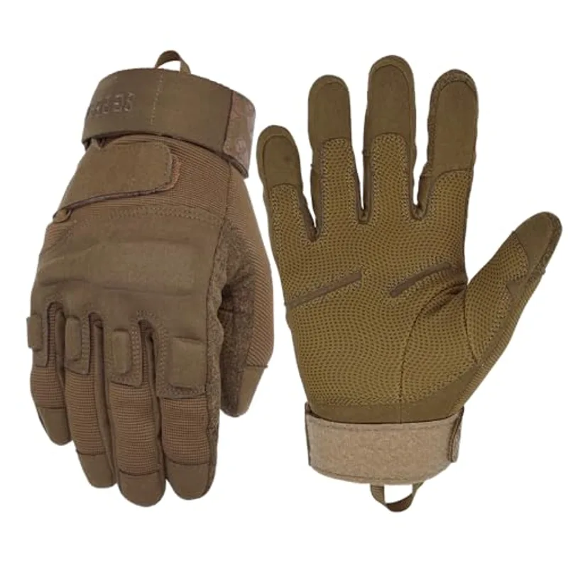 Seibertron S.O.L.A.G Full Finger Tactical Gloves Water Resistant Touchscreen Impact Anti-Slip for Motorcycle Cycling Hiking Adults & Youth Coyote XS