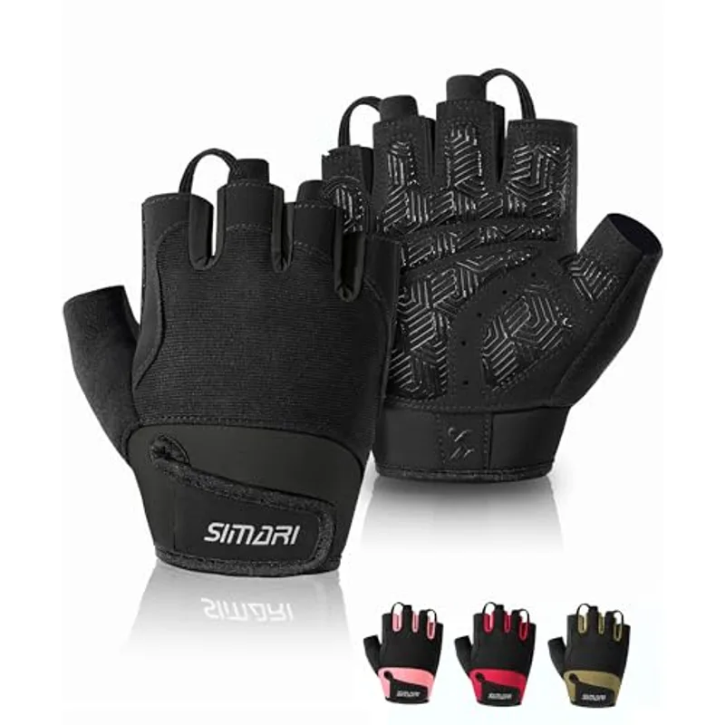 SIMARI Breathable Workout Gloves for Men & Women, Weight Lifting Gloves with Padded, Grip, Full Palm Protection, Gift for Gym Exercise, Cycling, Weightlifting Training, Fitness, Black, Size L