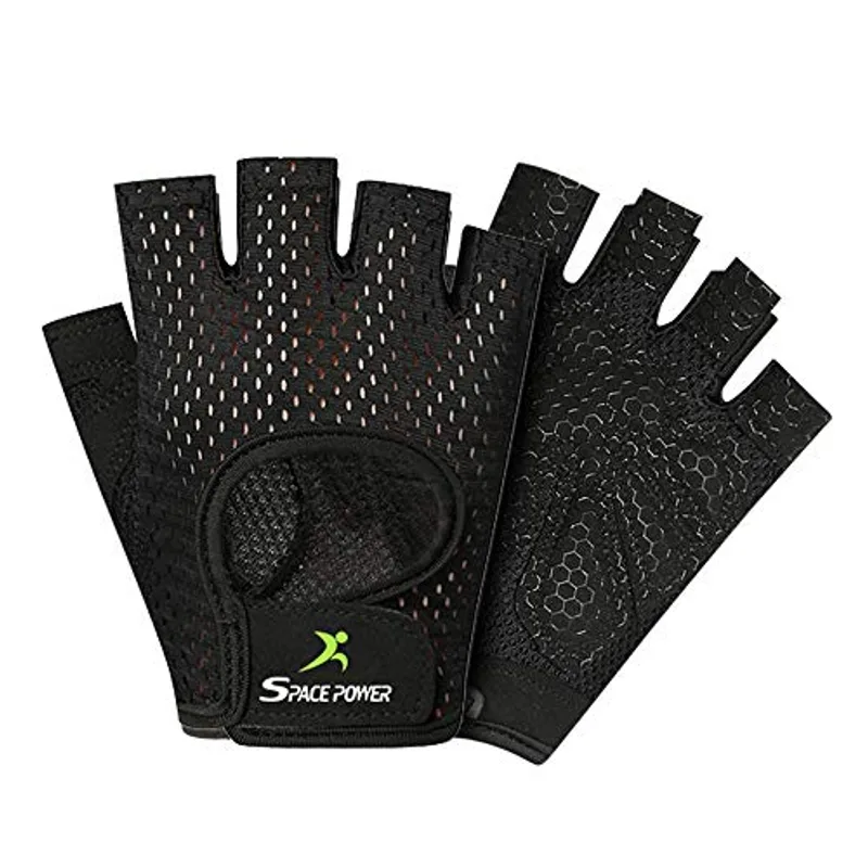 spacepower Workout Gloves, Weight Lifting Gloves for Women&Men, Lightweight Breathable Gym Glove for Exercise (Medium, Black)