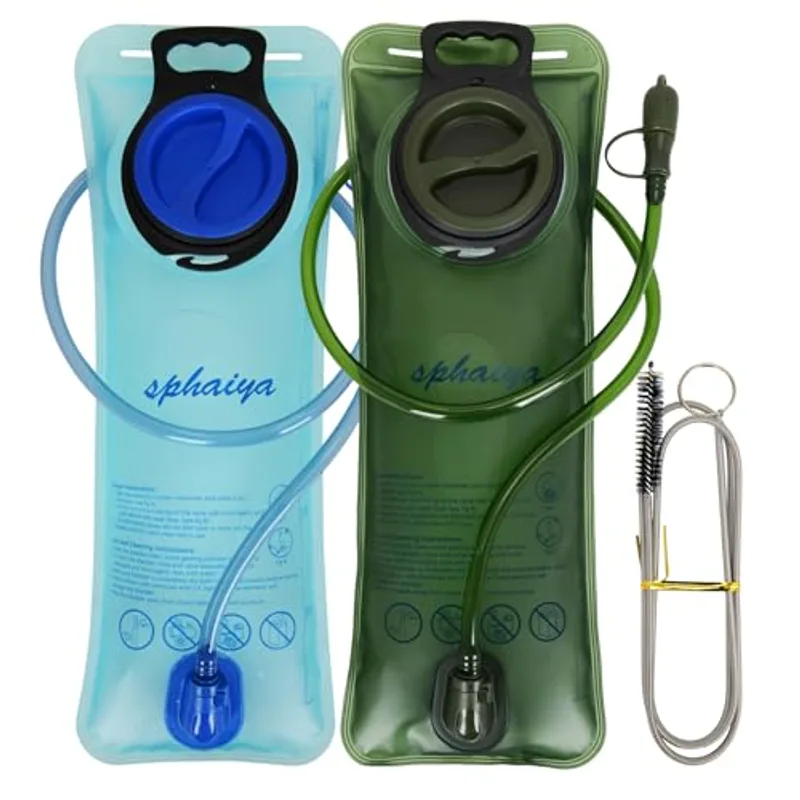 Hydration Bladder 2L-3L Water Storage Bag Reservoir,Military Hydration Pack Replacement for Hiking Biking Climbing Cycling Running Camping Backpack with Clean Flexible Brush (3L-Green+Blue)