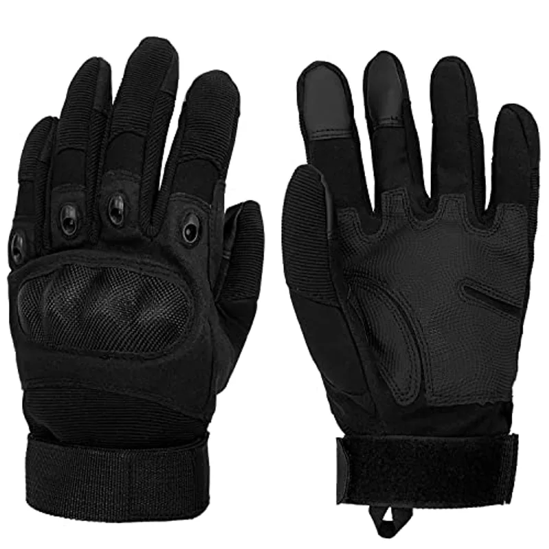 Sutekus Tactical Gloves Hard Knuckle Gloves with Touchscreen Fingers Hand Gear for Hiking, Camping, Hunting, Combat, Shooting, Cycling, Motorcycle (Black, Medium)