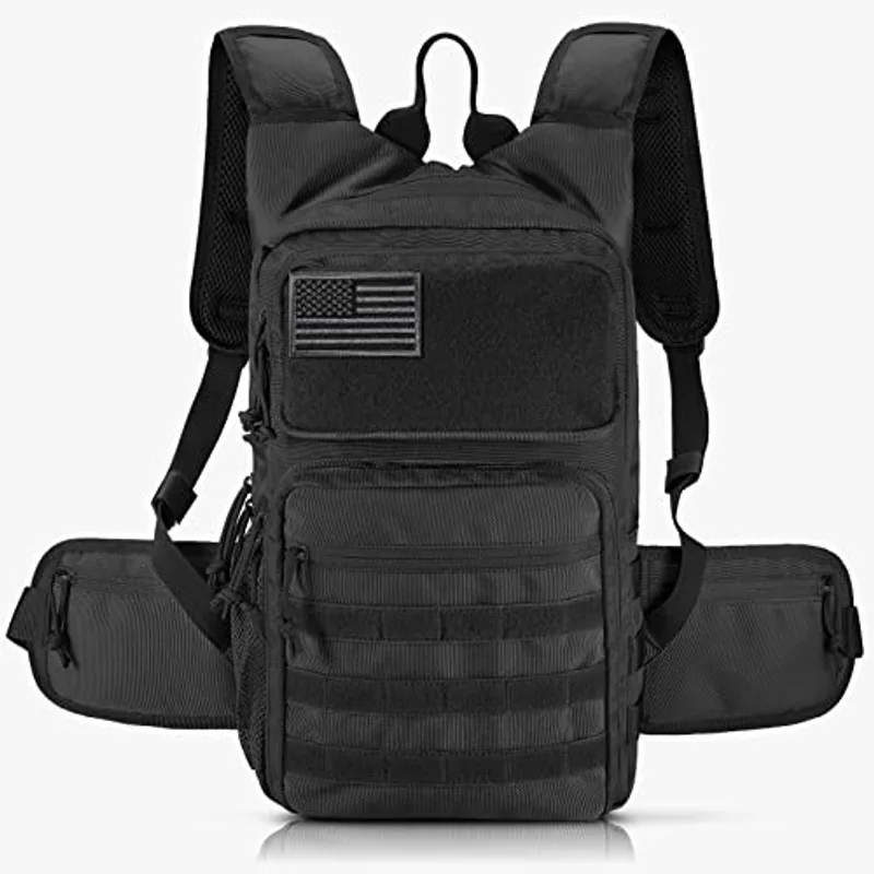 Tactical Hydration Pack Backpack, Military Molle Water Backpack for Hiking Running Cycling Climbing Hunting Fishing(No Water Bladder Included) (Black)