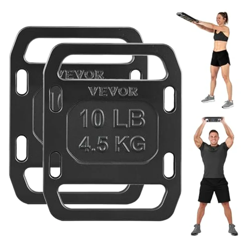 VEVOR Cast Iron Ruck Weights for Backpack, 10LB Pair Ruck Plate, Weight Plate with Smooth Handle, Textured Finish for Rucking, Hiking, Swings, Strength Training, Weightlifting, Fitness Workout