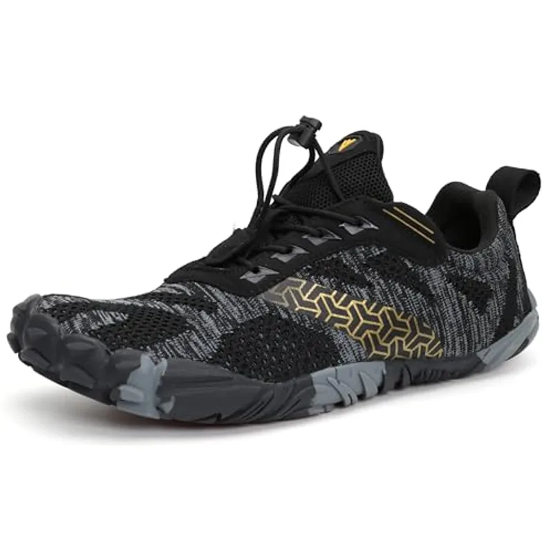 WHITIN Men's Cross-Barefoot Minimalist Shoes Zero Drop Wide Toe Box Size 8.5 Trail Running Hiking Gym Workout Fitness Black 41