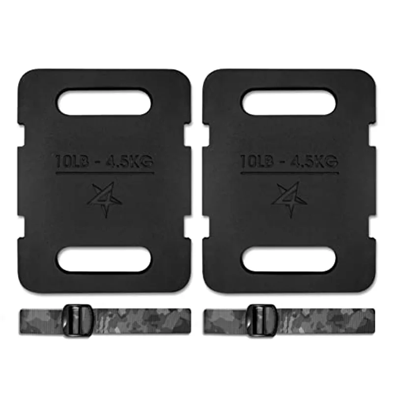 Yes4All Attachable Rucking Weight for Backpack, Cast Iron Training Weight Plate with Quick-Attach Strap Slots, Ergonomic Rounded Handle for Weighted Walking, Hiking, Rucking, 10 LB