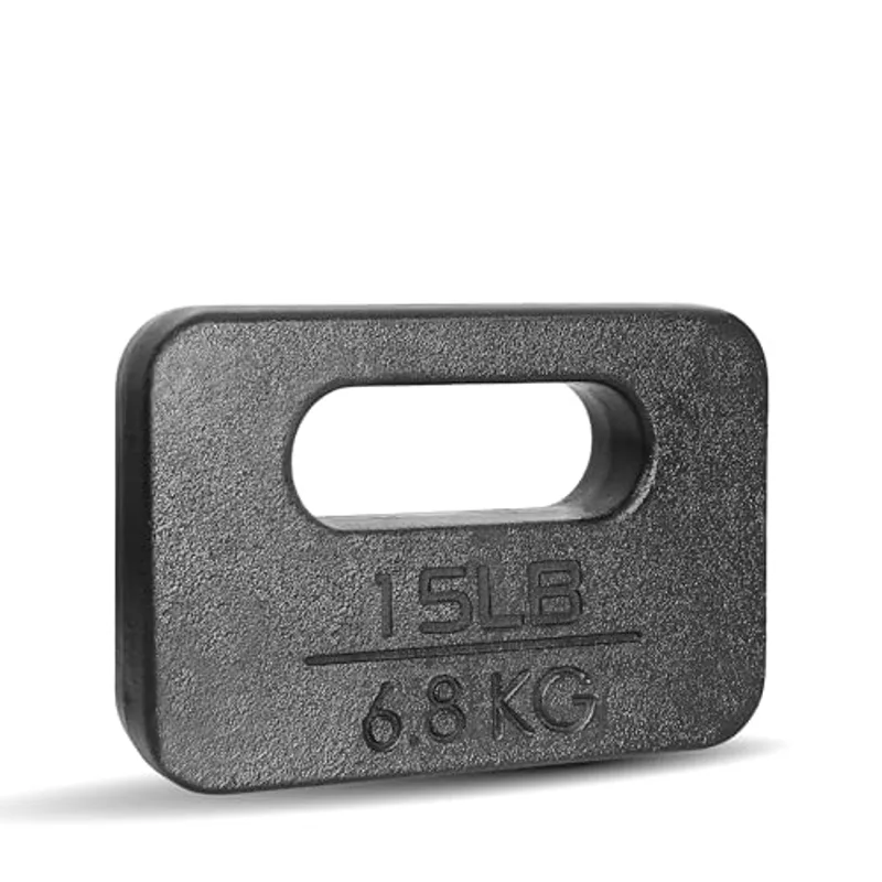 Yes4All Cast Iron Rucking Weight for Backpack, Training Weight Plate with Ergonomic Rounded Handle, Protective Glossy Finish for Weighted Walking, Hiking, Rucking, Resistance Workout, 15 LB (Single)