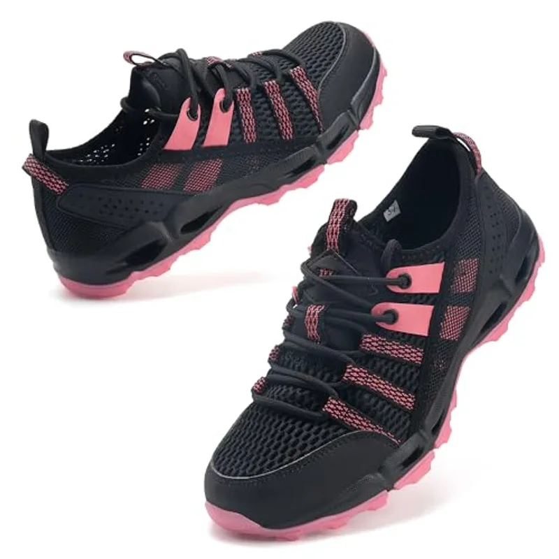 ziitop Water Shoes for Women Outdoor Hiking Shoes Quick Dry Outdoor Sport Sneakers Non Slip Lightweight Breathable Summer Trekking and Walking Climbing Shoe Black Rose